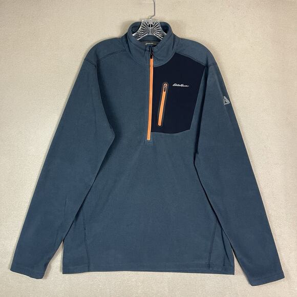 Eddie Bauer First Ascent Pullover Mens TL Blue 1/4 Zip Fleece Mock Neck - Picture 1 of 12